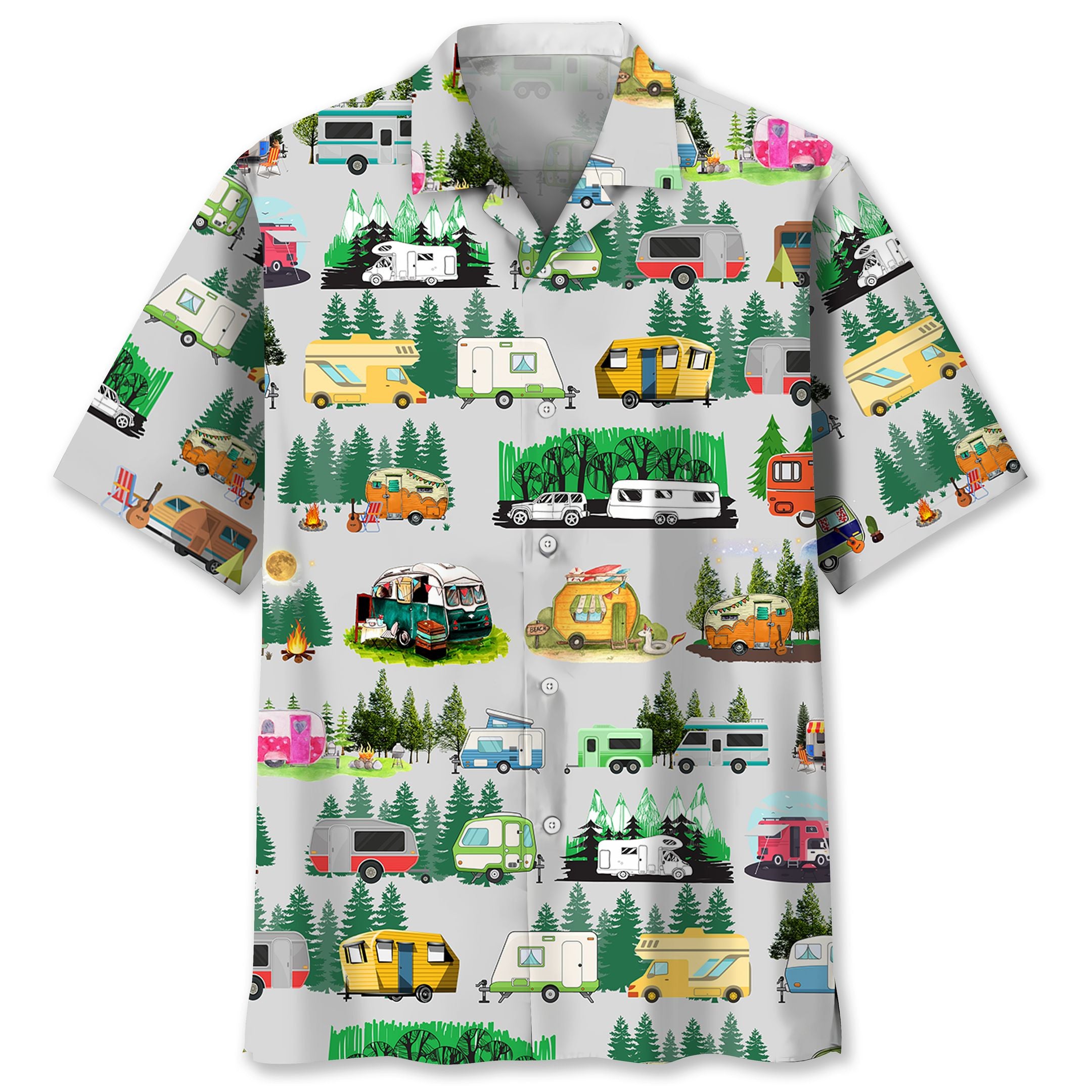 Camping Lovers Hawaiian Unisex Print Aloha Short Sleeve Casual Shirt Ha55725