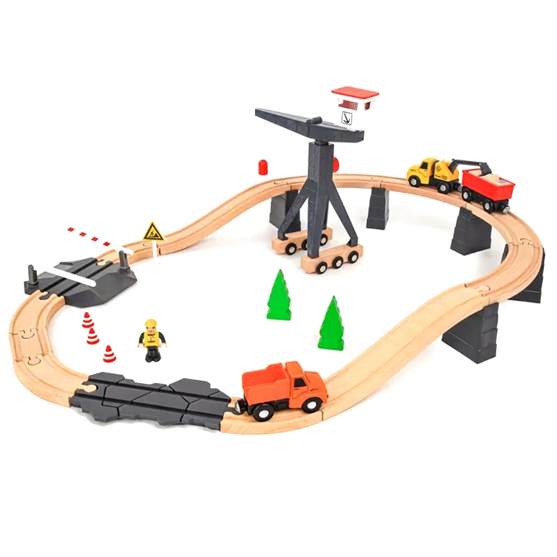 Wooden Train Set Deluxe Kids Toy Train Set for 2 3 4 5 Year Old Boy, Train Track for Brio Melissa Orbrium alx