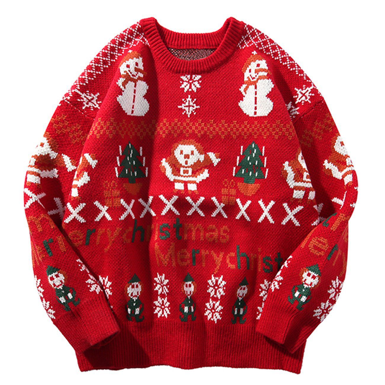 Talishko™ – Christmas Snowman Trees Knit Sweater