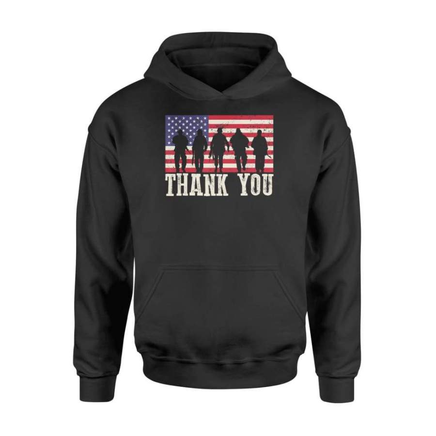 Veterans & 4th of July Thank You American Flag – Standard Hoodie