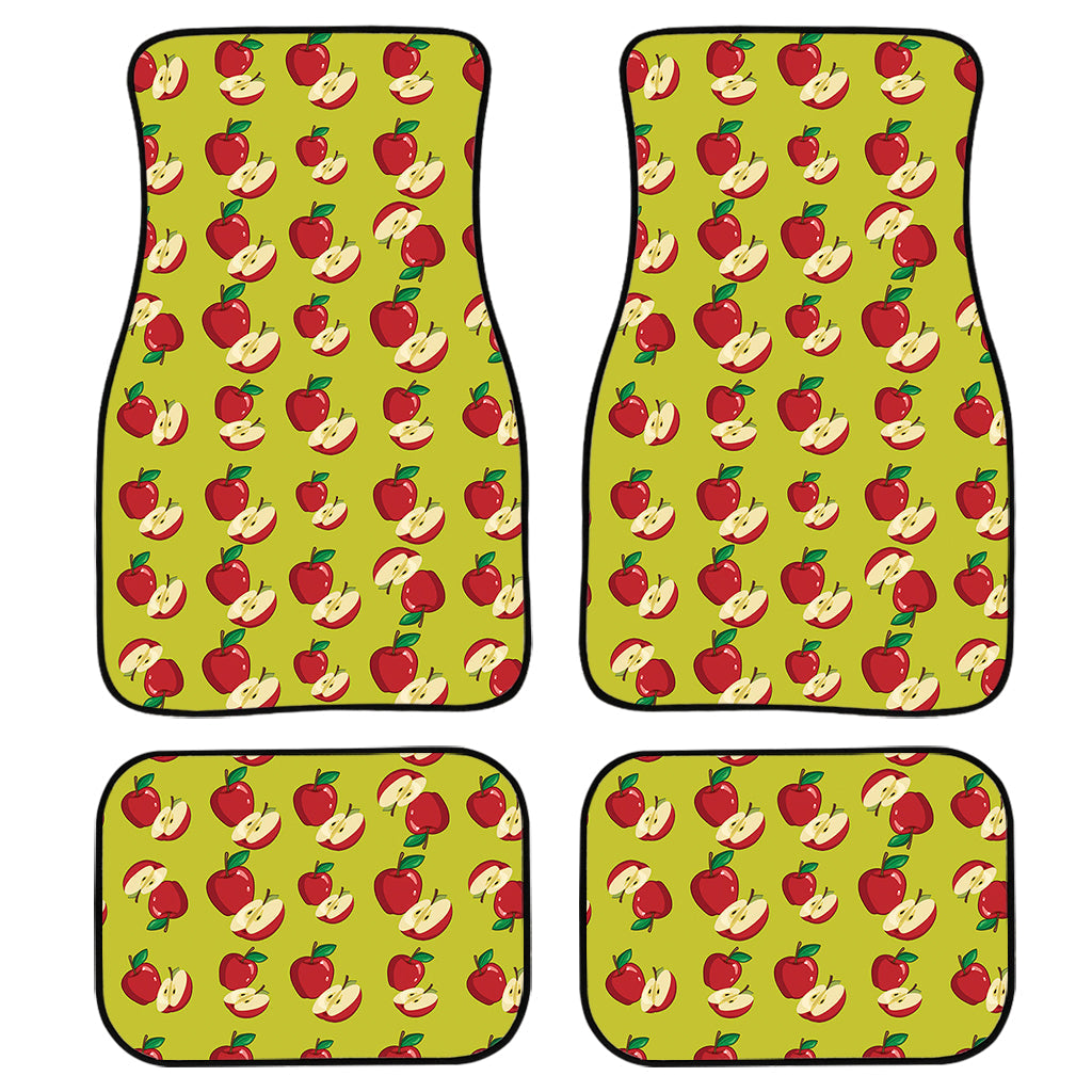 Red Apple Fruit Pattern Print Front And Back Car Floor Mats, Front Car Mat