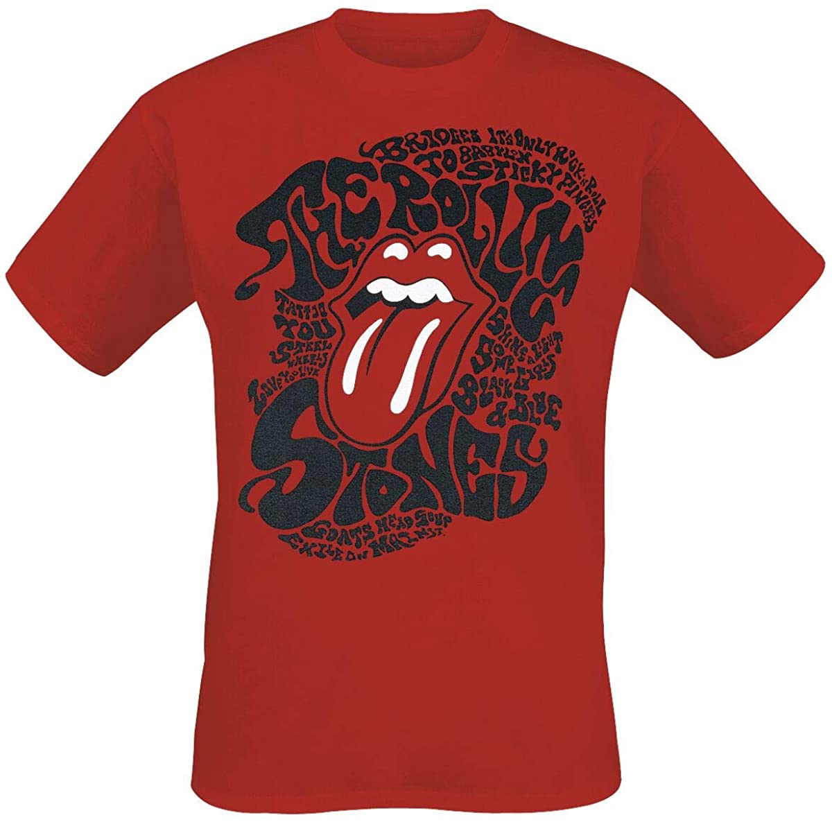 The Rolling Stones Psychedelic Tongue Männer T-Shirt Rot Band-Merch, Bands