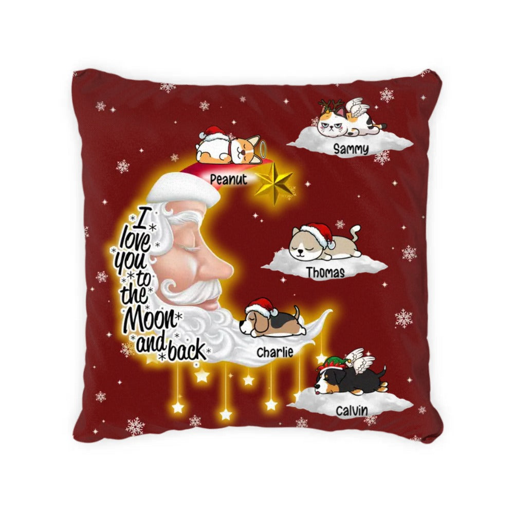 Custom Pillow For Pet Lovers – Christmas Gift With Personalized Moon/Names/Pets Breed – Choose Up To 5 Pets/Dogs/Cats – Furlidays