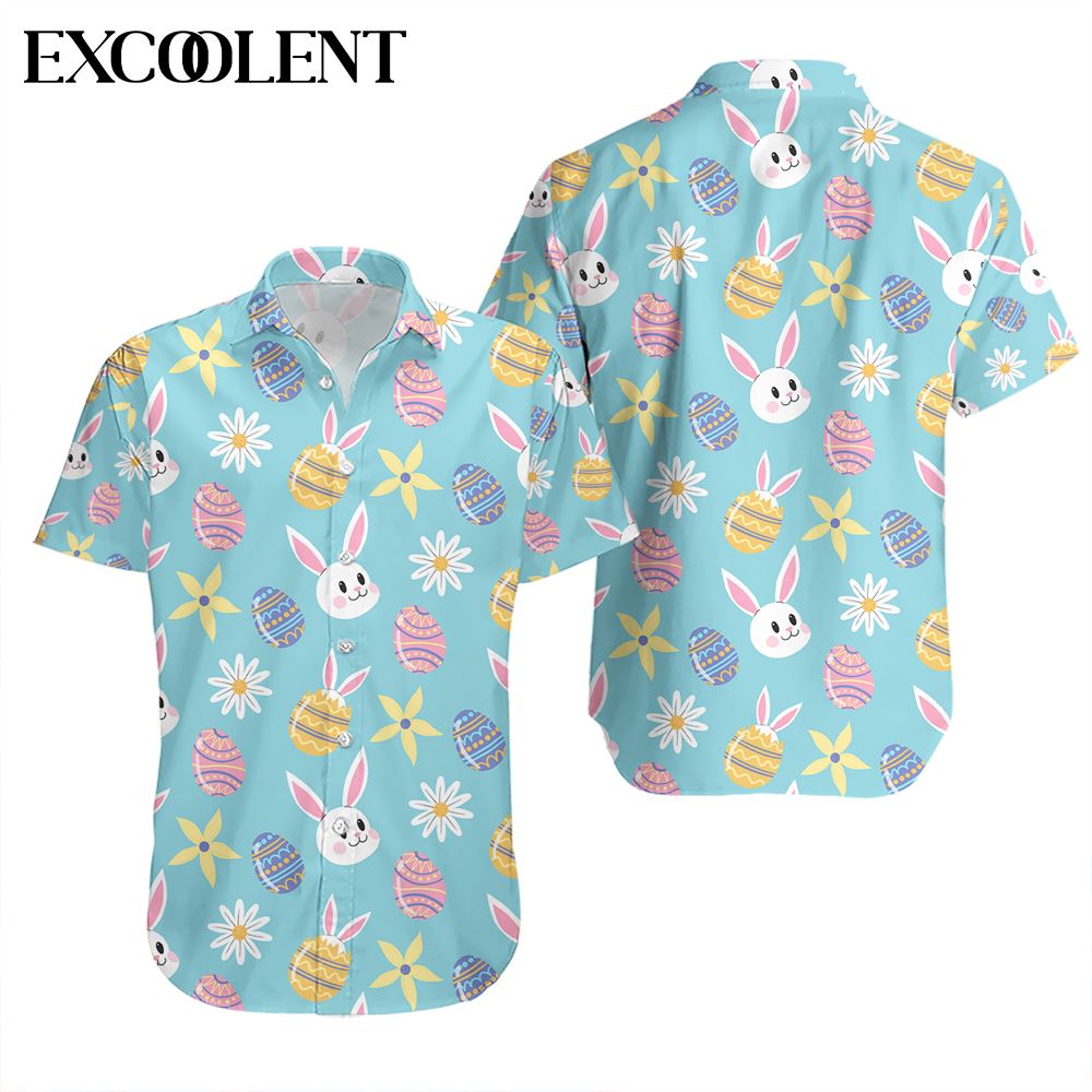 Beach Shirt Bunny Love Egg Happy Easter Day Aloha Mens Hawaiian Shirt – Easter Shirts For Adults – Easter Gift