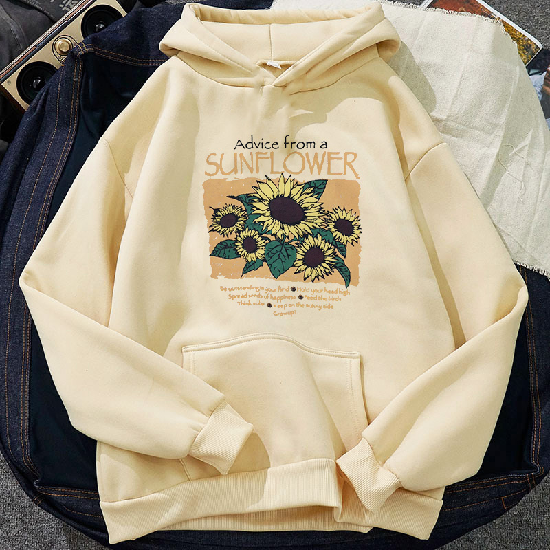 Women Clothes Women Harajuku Streetwear Sunflower Print Hoodie Winter Korean Moletom Hoodies Sweatshirt alx