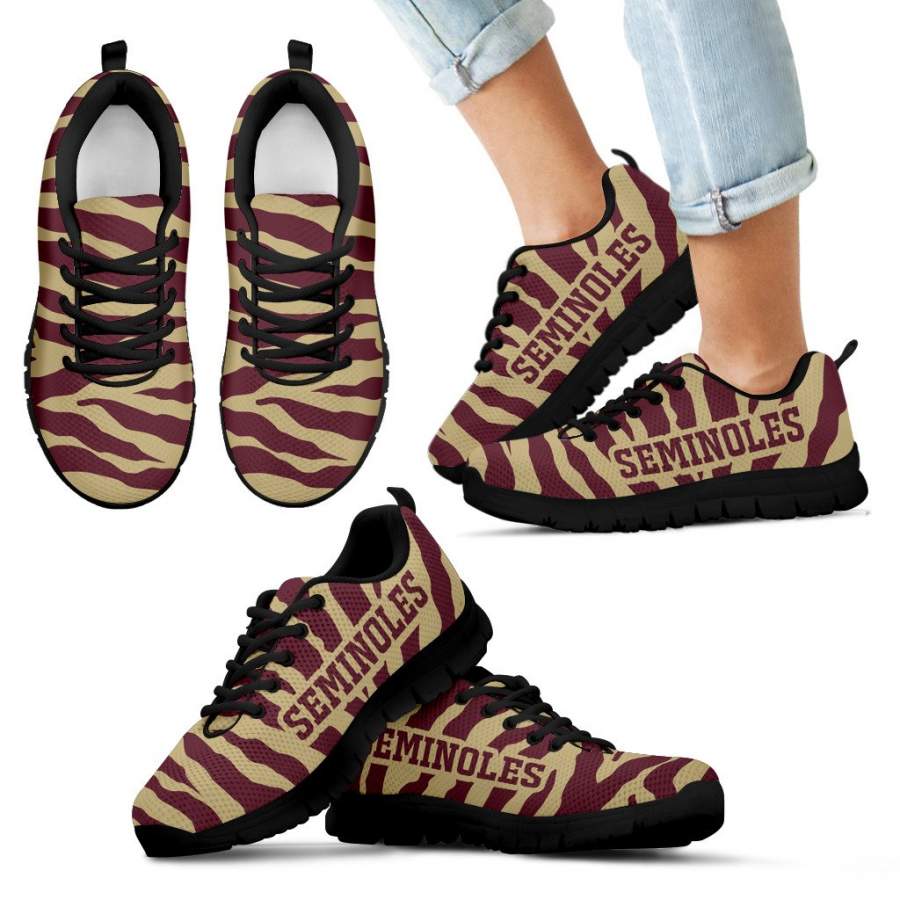 Tiger Skin Stripes Pattern Print Florida State Seminoles Sneakers