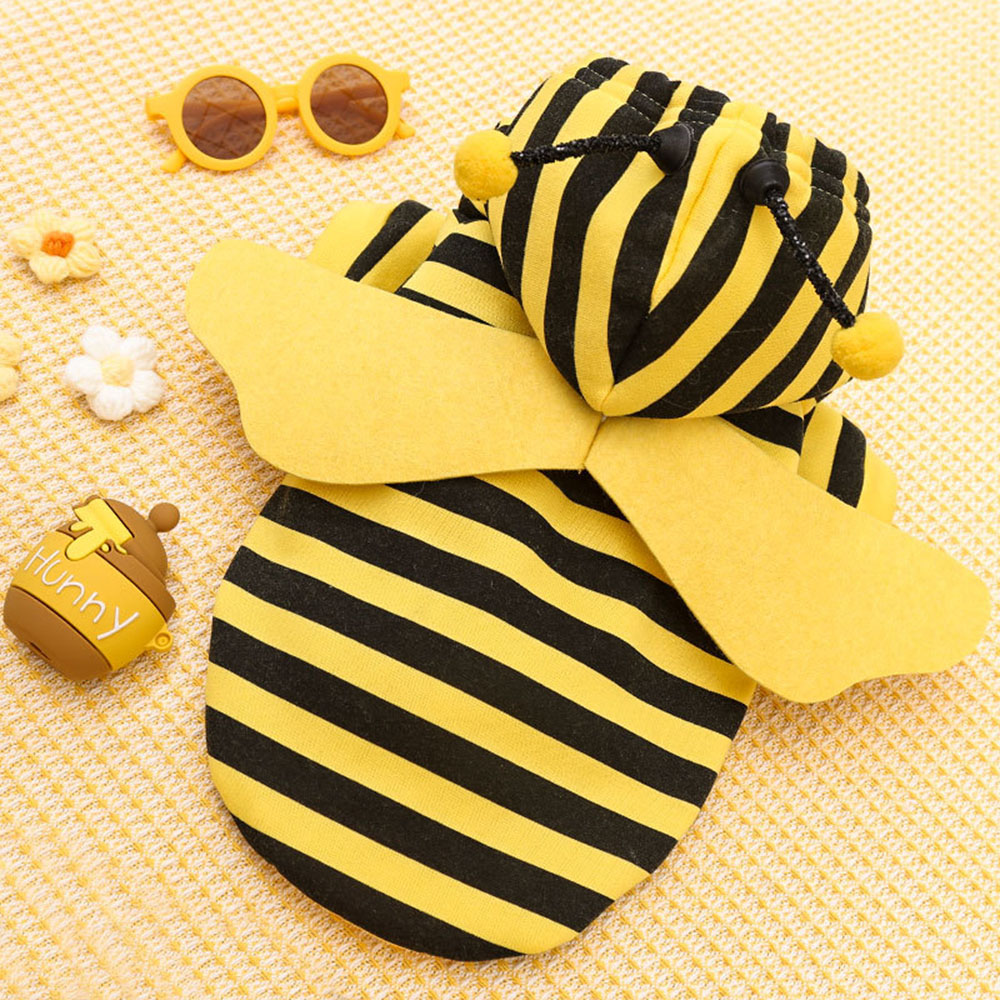 Bee Pet Puppy Coat Apparel Outfit Fleece Clothes Small Dog Cat Hoodie Halloween Cosplay Sweater Fancy Costume Dog Cat Dress Up alx