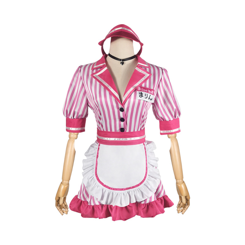 Anime My Dress Up Darling Cosplay Costume Marin Kitagawa Women Pink Lolita Sexy Maid JK Uniform Dress Halloween Party Suit alx