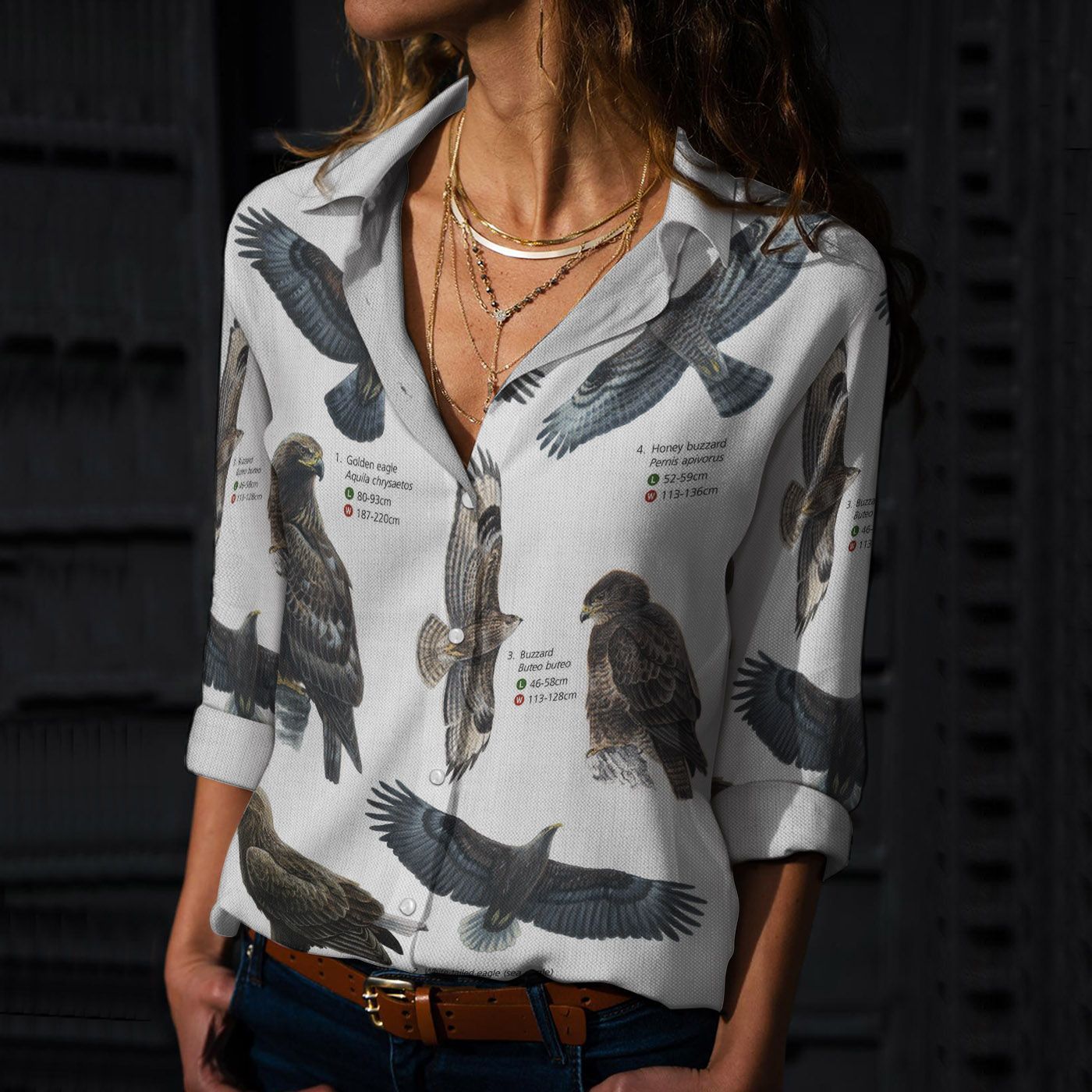 British Birds Of Prey Cotton And Linen Casual Shirt, Birds Casual Shirt