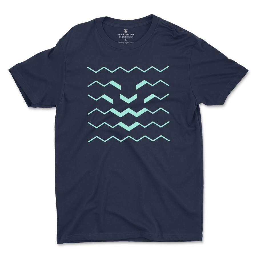 100% Ring Spun Lion Wave T-Shirt in Navy/Mint