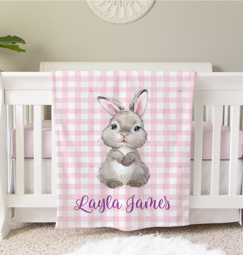 Bunny Blanket, Personalized Baby Blanket Gift, Toddler Blanket, Baby Shower Gift