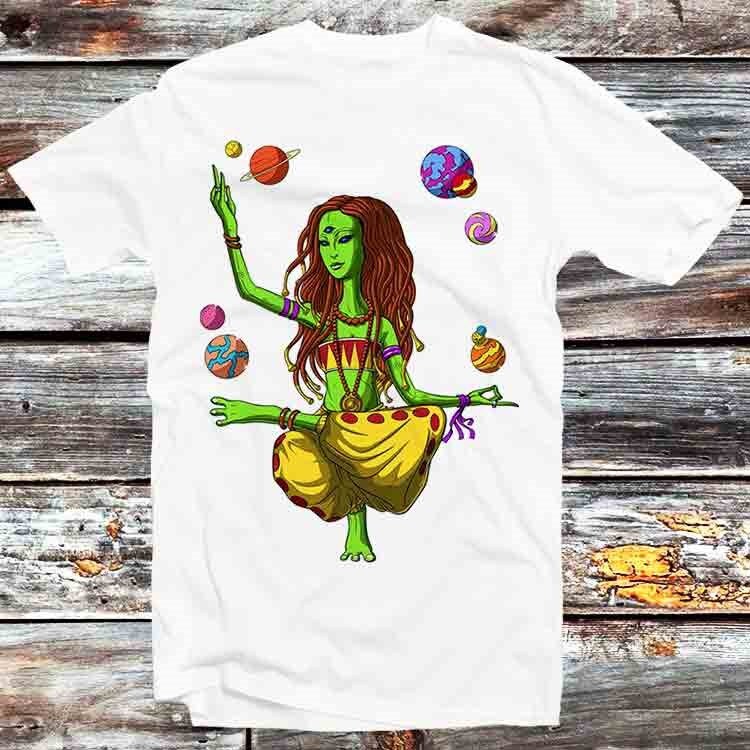 Alien Yoga Third Eye Psychedelic Zen Om Budha Godess T Shirt Vintage Retro Cool Gift Mens Womens Unisex Cartoon Anime Top Tee B716