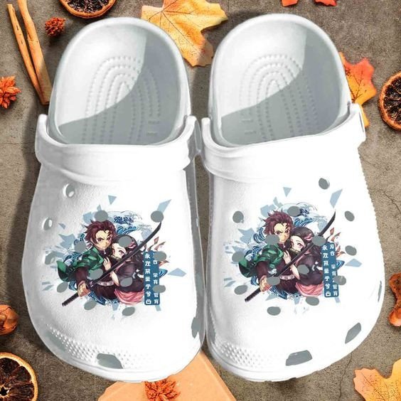 Tanjiro And Nezuko Character Demon Slayer Anime Japan Gift Rubber Clogs Clogband Clogs, Comfy Footwear