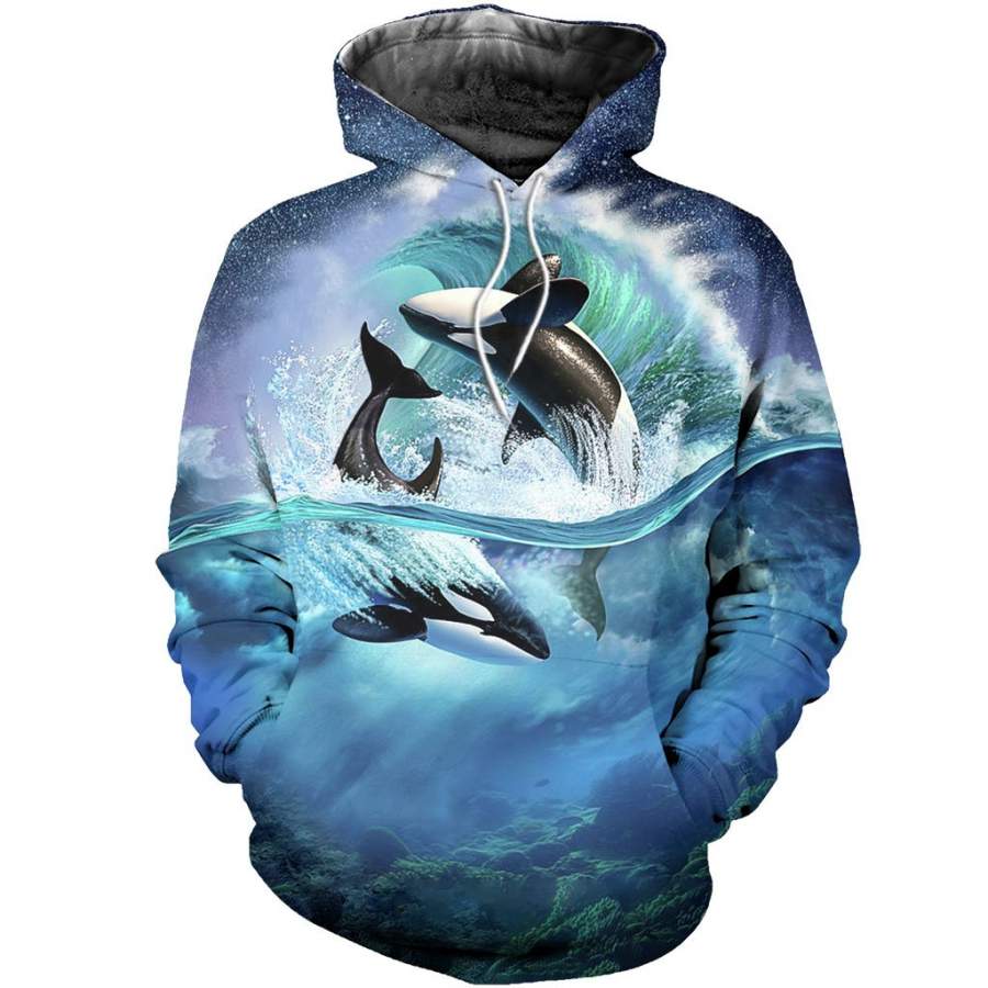 3D All Over Printed Dolphin With Wave Shirts and Shorts