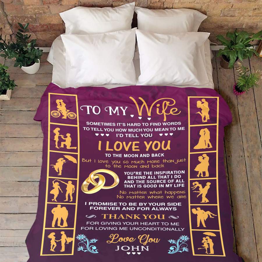 “To My Wonderful Wife” Fleece Blanket