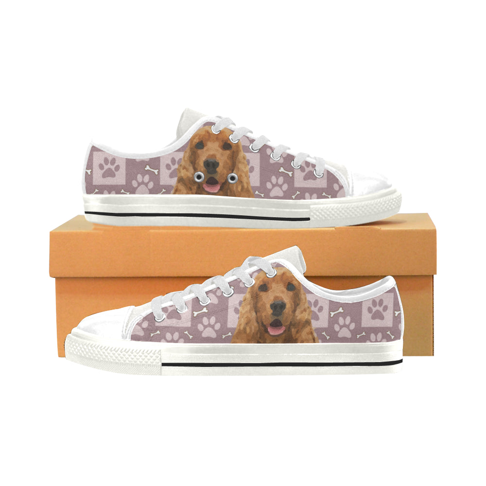 American Cocker Spaniel White Low Top Canvas Shoes for Kid