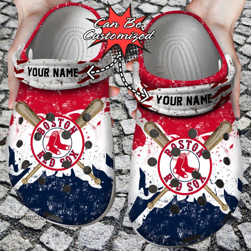 Baseball BRed Sox Personalized Watercolor New Clog Shoes