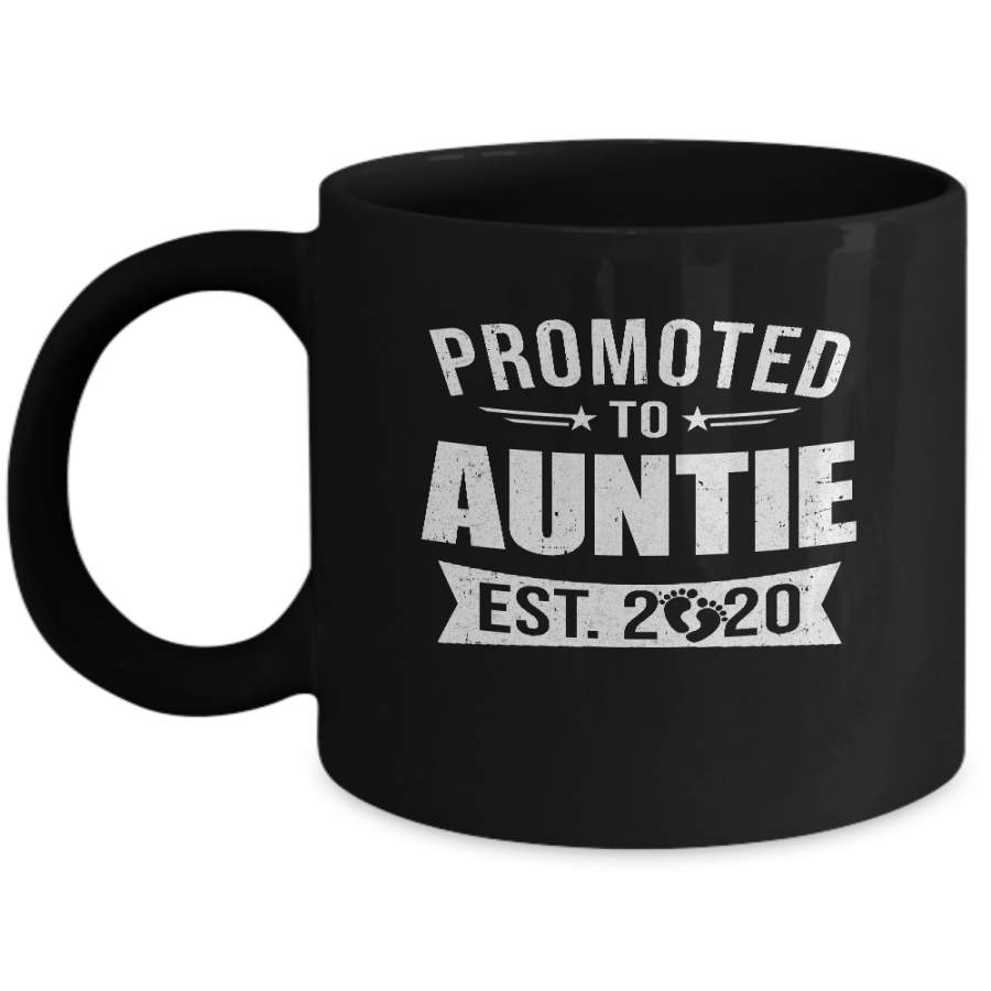 Vintage Promoted to Auntie Est 2020 First New Aunt Gift Mug