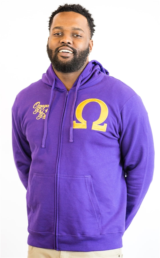 Omega Full Zip Fleece Letterman Hoodie –  Omega Psi Phi