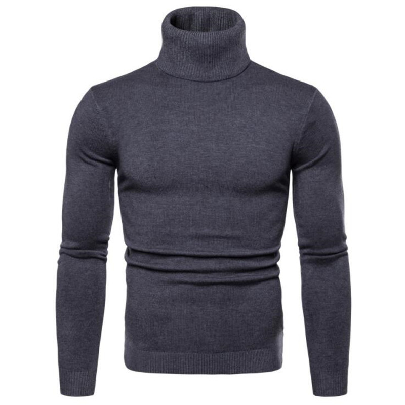 2022 Korean Slim Solid Color Turtleneck Sweater Mens Winter Long Sleeve Warm Knit Sweater Classic Solid Casual Bottoming Shirt alx