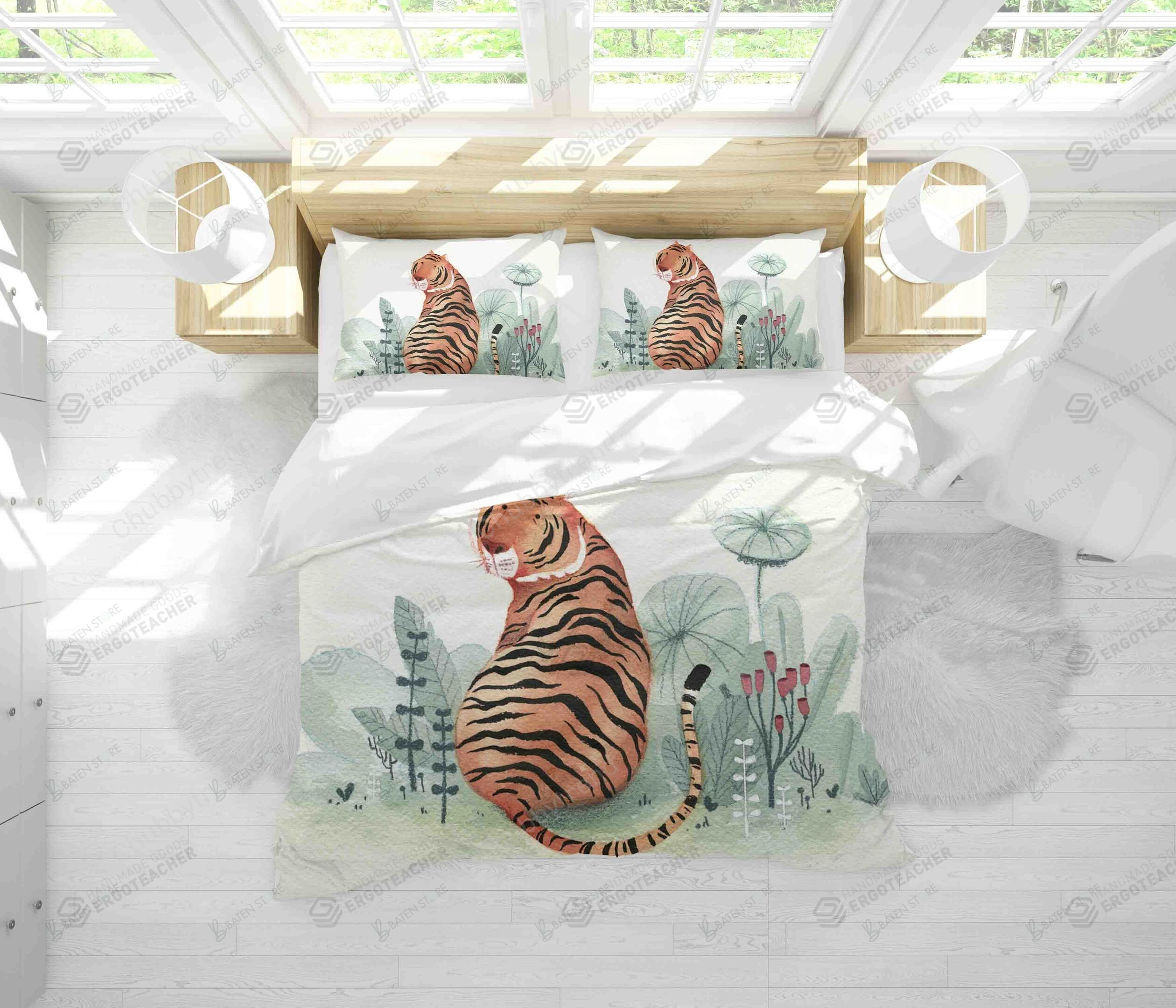 3D Tiger Plants Bed Sheets Duvet Cover Bedding Set Great Gifts For Birthday Christmas Thanksgiving