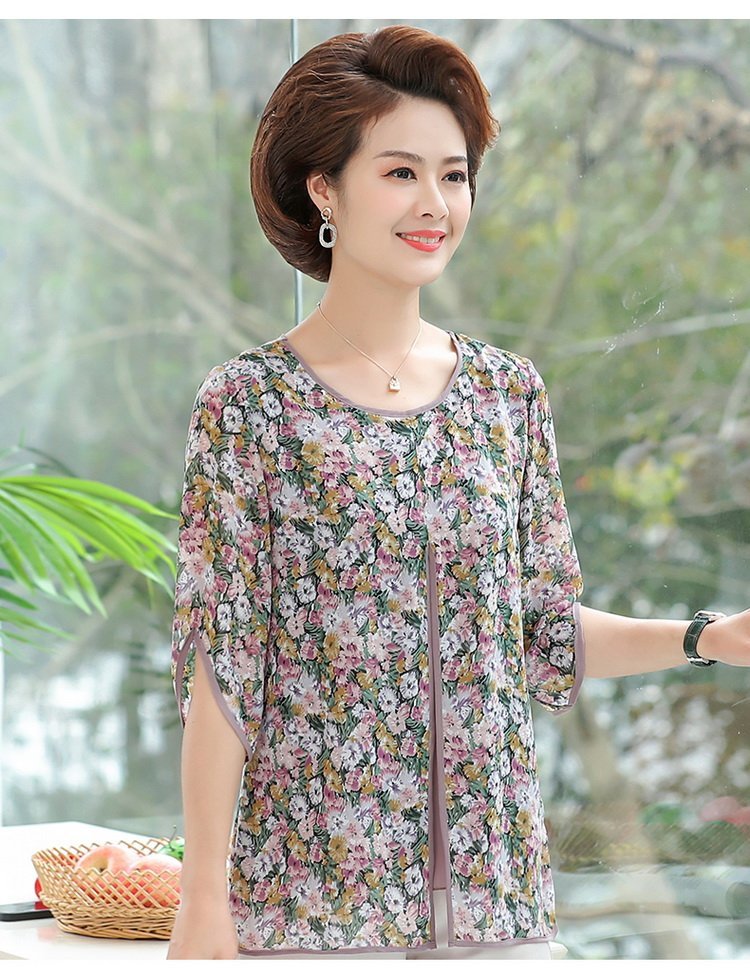 Women Spring Summer Style Chiffon Blouses Shirts Lady Casual Half Sleeve O-Neck Chiffon Blusas Top XL -5XL alx