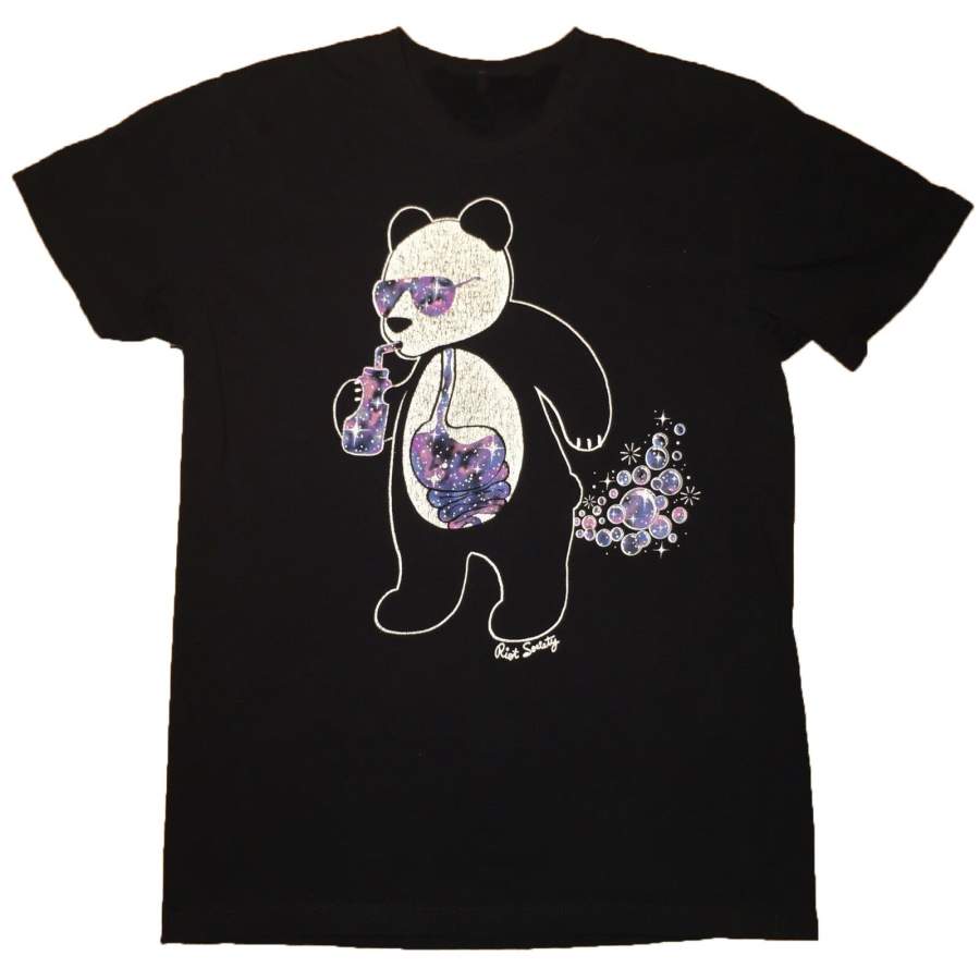 Riot Society Space Panda Bear Bubbles Fart Shirt Medium M Funny Spencer’s T-Shirt