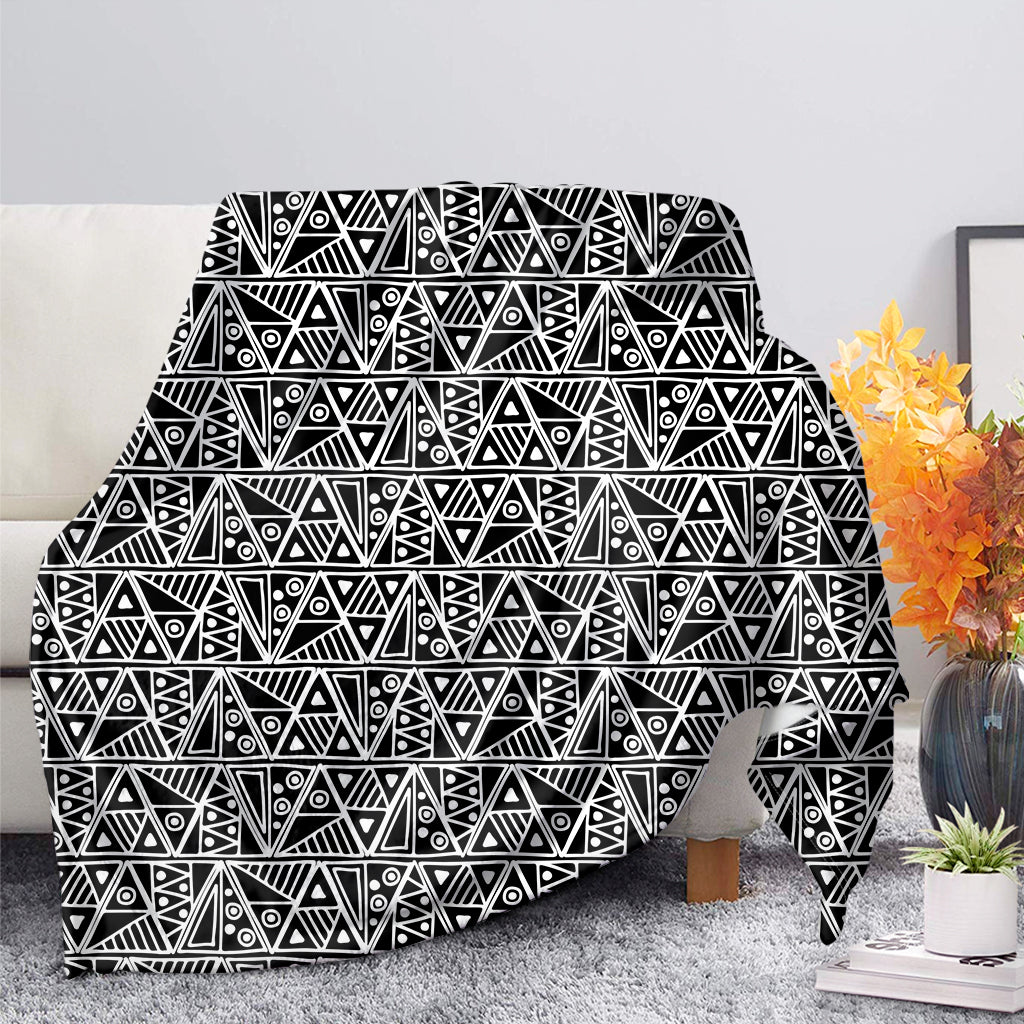 Black And White African Ethnic Print Blanket