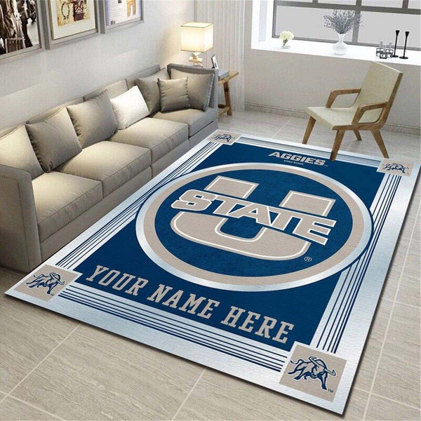 Utah State Aggies Personalized Rug, Living Room Carpet, Customized Floor Mat Home Decor