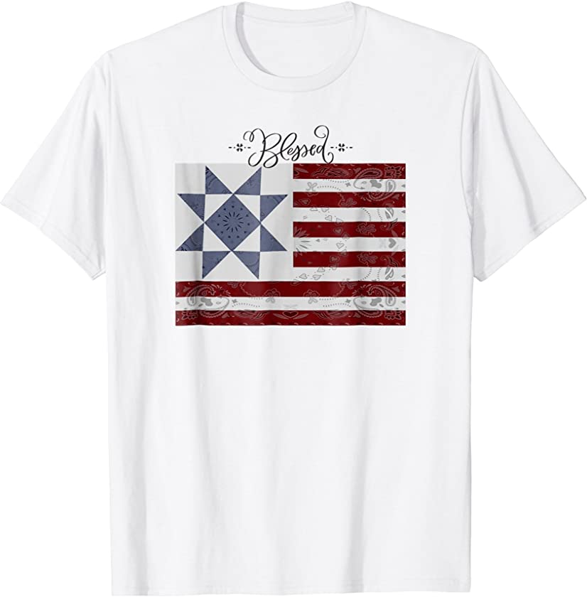 Barn Quilt July 4th T-shirt gifts Vintage USA Flag Shirts