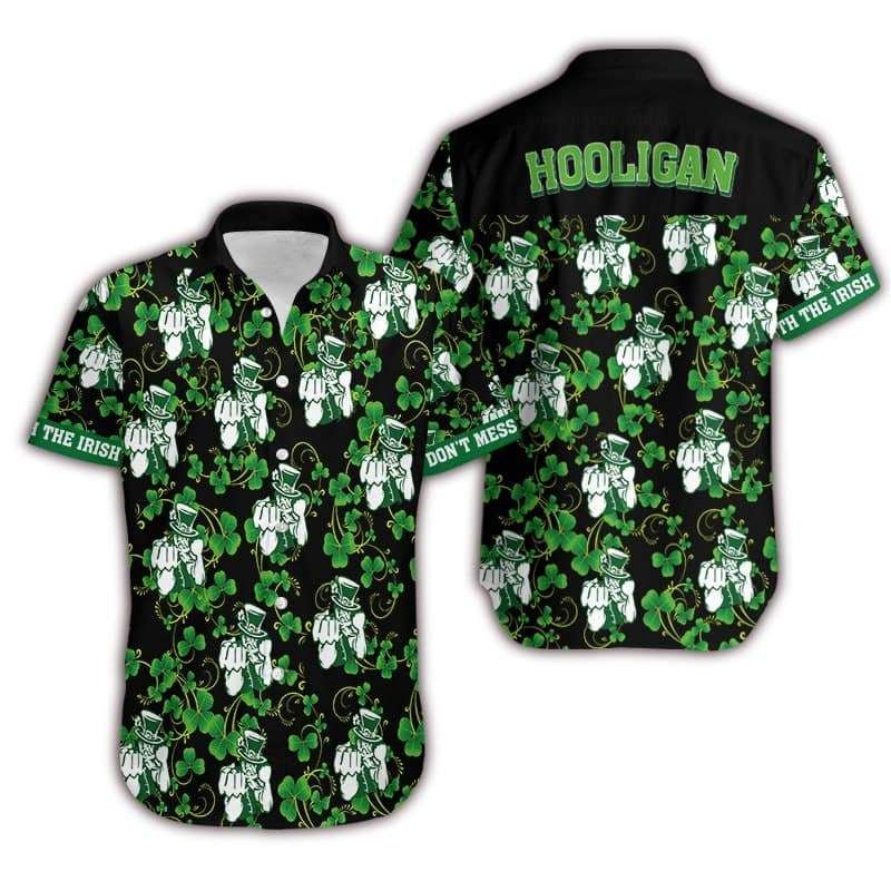 Irish Pride Happy Day Shamrock Hooligan Hawaii Aloha Shirts Ha52519