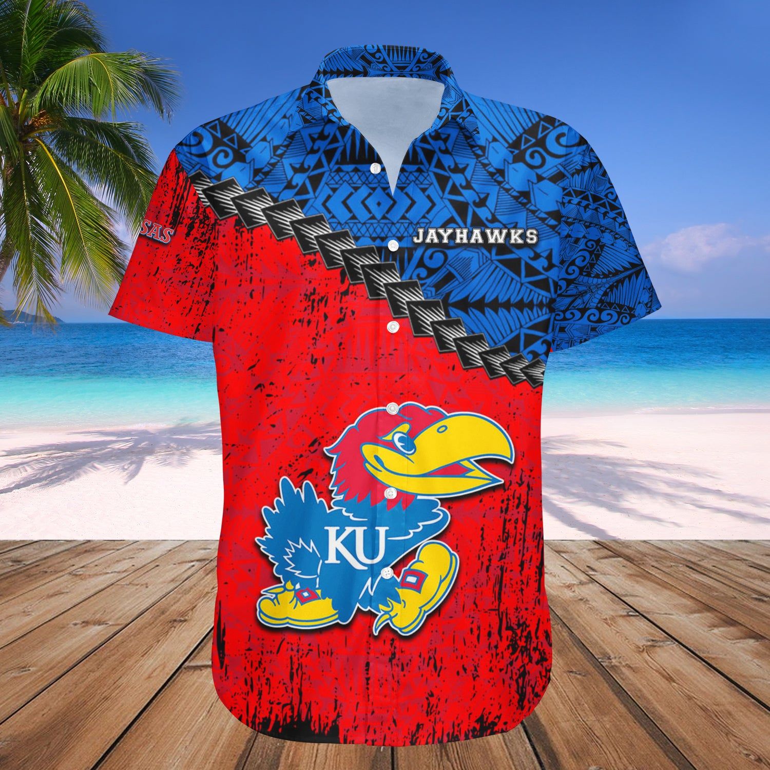 Kansas Jayhawks Hawaii Shirt Grunge Polynesian Tattoo – NCCA