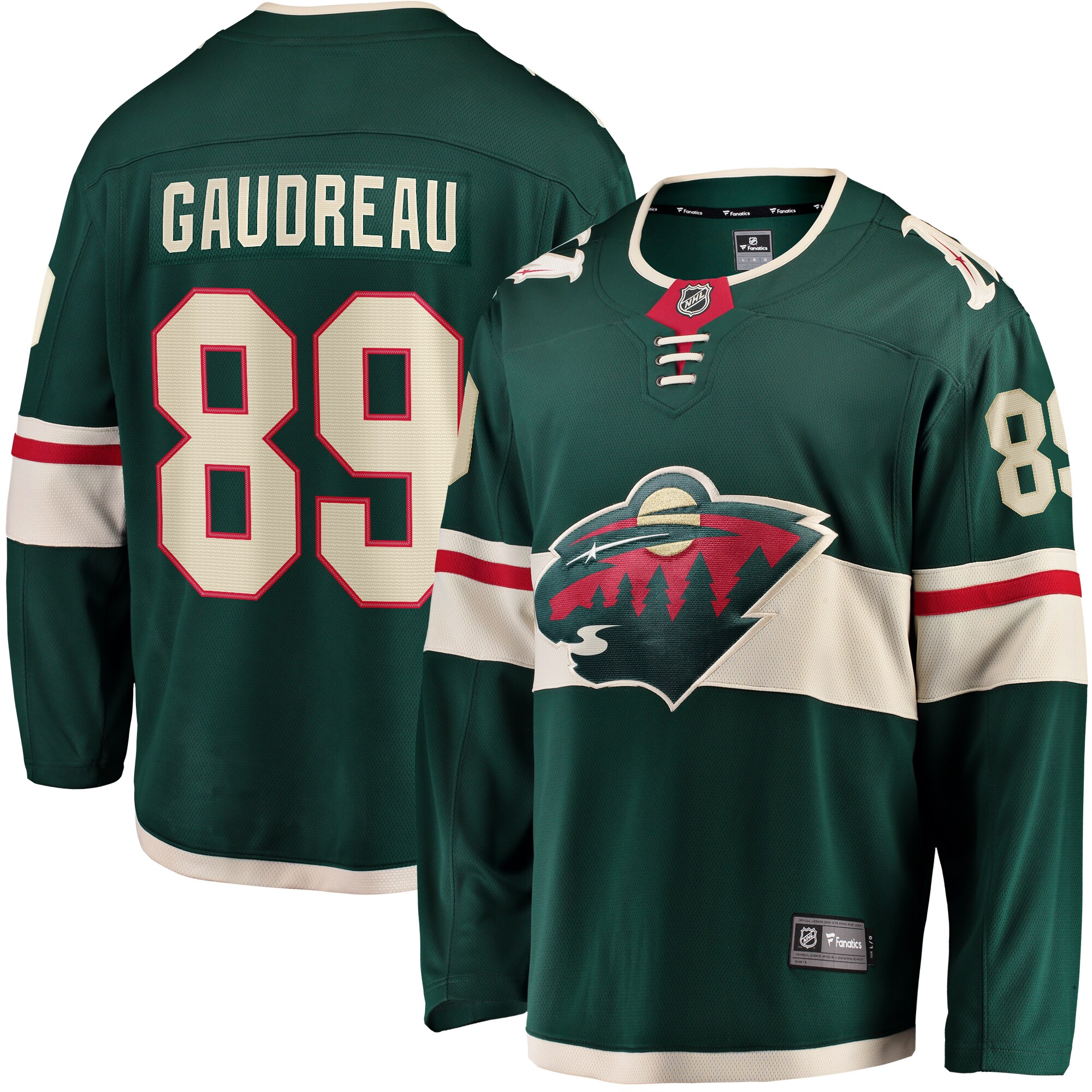 Frederick Gaudreau Minnesota Wild Branded Home Breakaway Player Jersey – Green