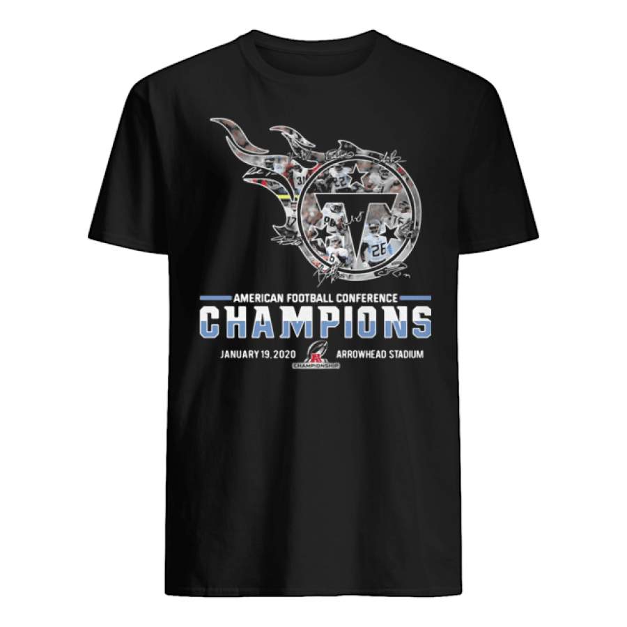 American football conference champions tennessee titans signatures shirt