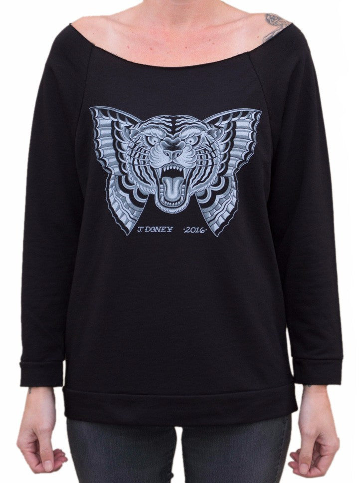 Women’S Flying Tiger Unfinished Scoop Neck Sweatshirt By Black Market Art