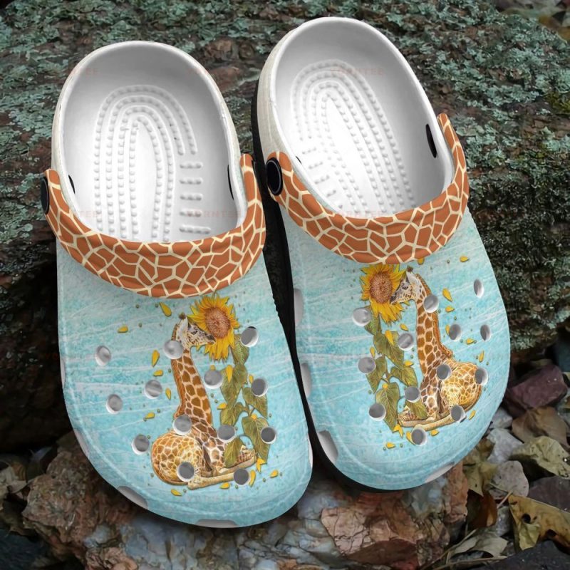 Giraffe And Sunflower 3 Gift For Lover Rubber clog Shoes Comfy Footwear