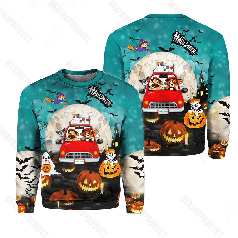 Dogs Pumpkin Halloween Crewneck Sweatshirt All Over Print Sweatshirt For Women Sweatshirt For Men Swn1121