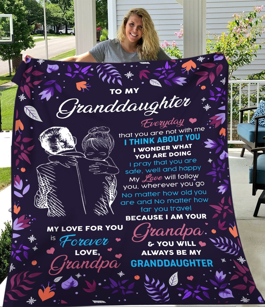 To My Granddaughter, Gift From Grandpa Fleece Blanket