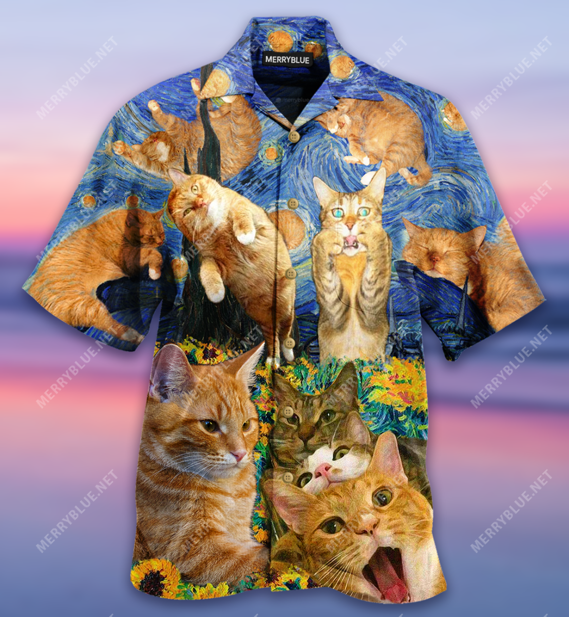 The Sight Of Stars Makes Cats Dream Unisex Hawaiian Shirt