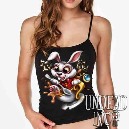 Alice In Wonderland White Rabbit I’M Late Teacup – Petite Slim Fit Tank