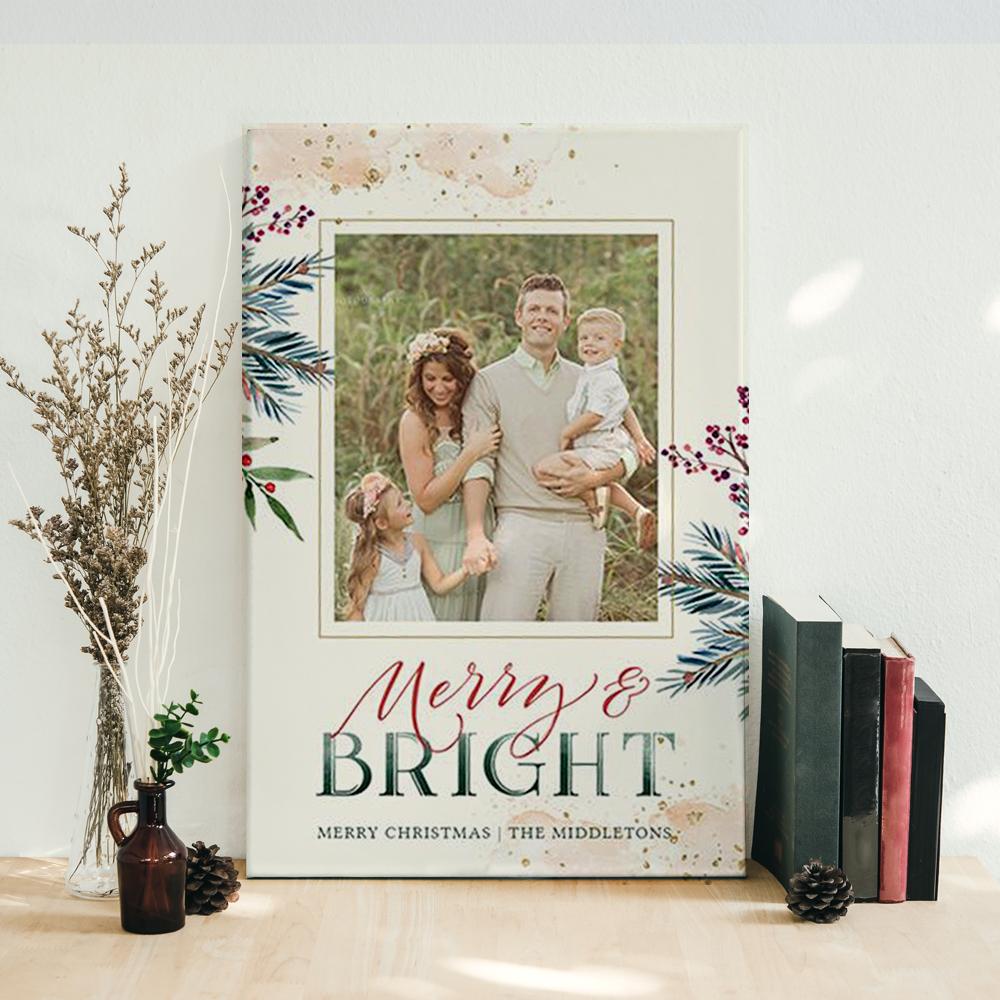 ViticStore™ Always Be Merry & Bright, Customize Family Picture – Christmas canvas for decor, family gift, home decor, christmas gift