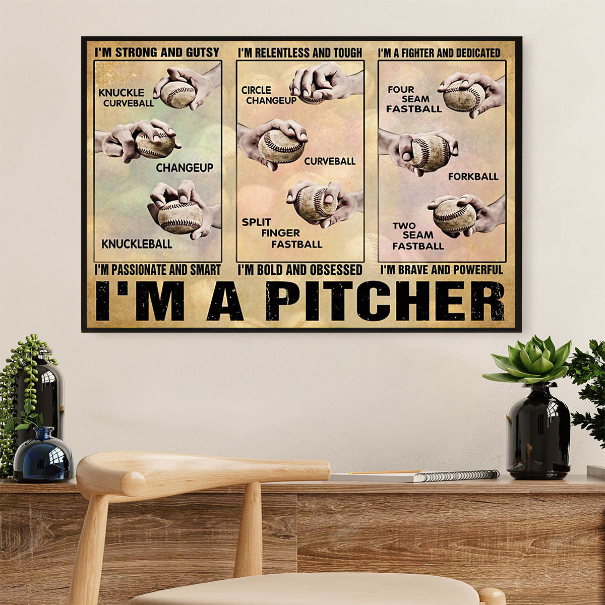 Baseball Canvas Wall Art Prints | I’M A Pitcher | Home Décor Gift For Baseball Players