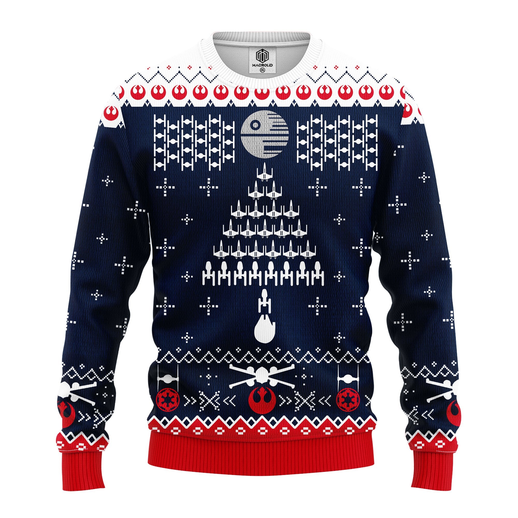 Sw Christmas Sweater Sw Fight Ship Blue White Ugly Sweater