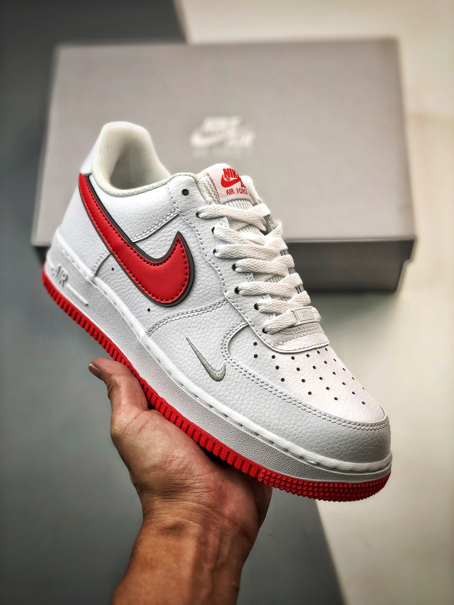 Nike Air Force 1 White Habanero Red Mini Swoosh 5339971