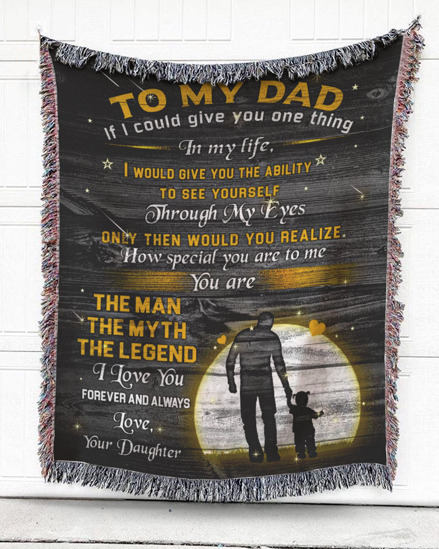 Woven Throw For Father Birthday Gift, You Are The Man The Myth The Legend, Cotton Blanket