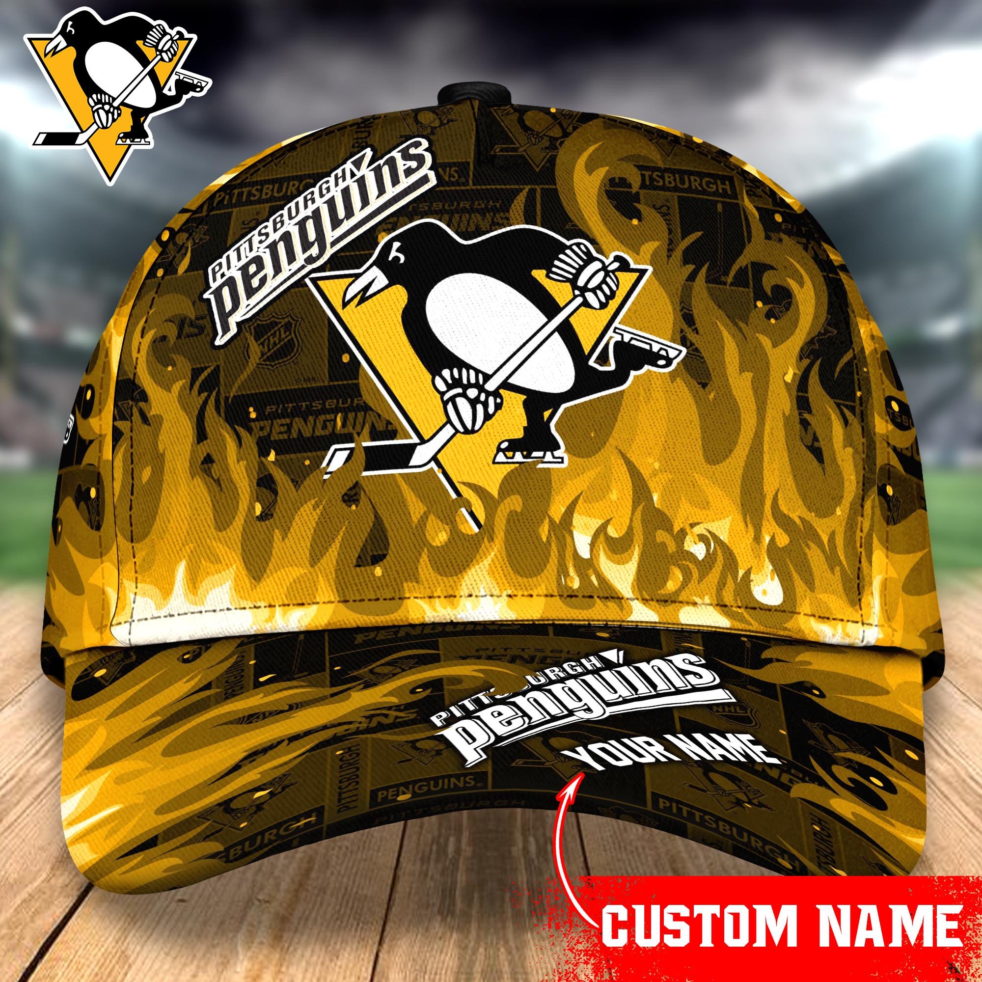 Pittsburgh Penguins Custom Name Classic, Baseball Caps T-43383