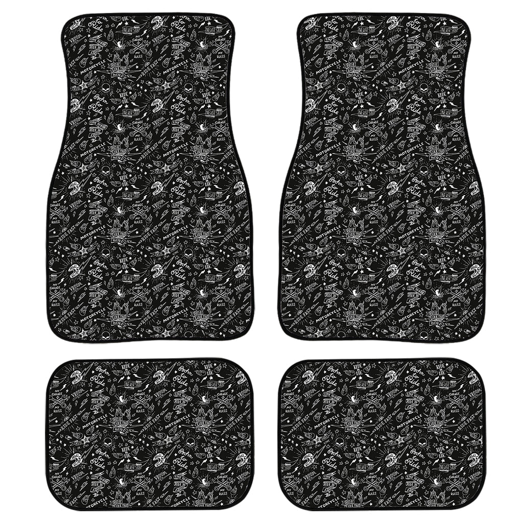 Motorcycle Words Pattern Print Front And Back Car Floor Mats, Front Car Mat