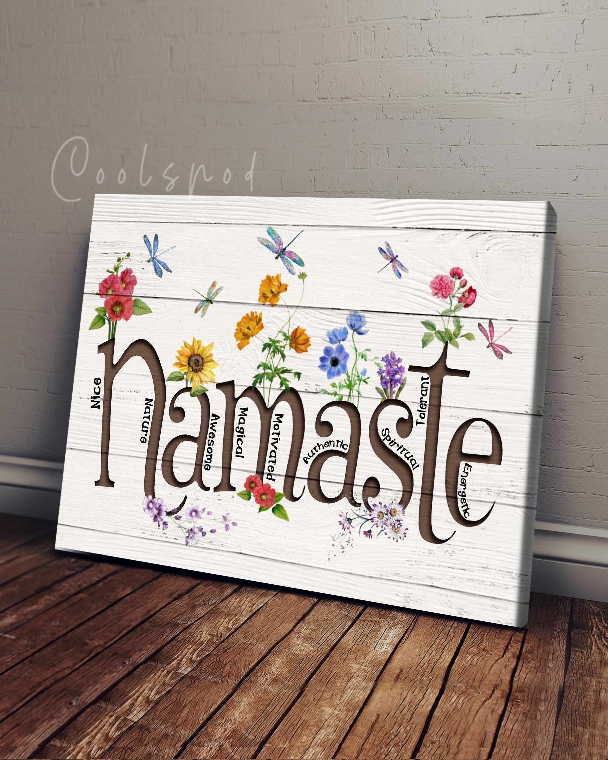 Hippie Namaste Yoga Flower Wall Art Canvas