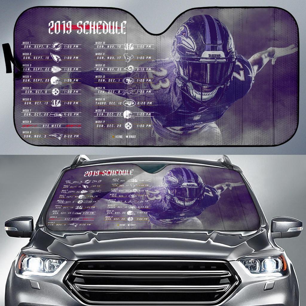 [Car Sunshade] Baltimore Ravens Schedule 2019 NH07-931