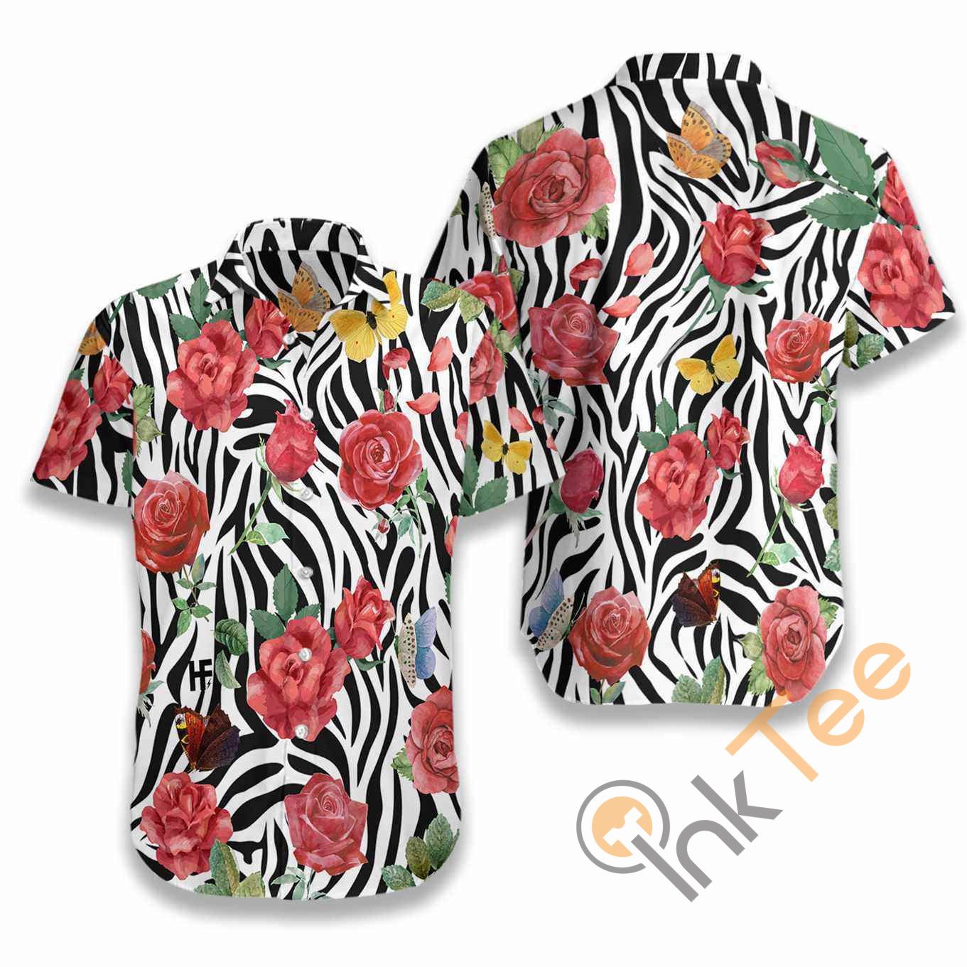 Rose Zebra Watercolor Painting Art Hawaii Shirts Ha79050